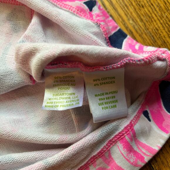 Lilly Pulitzer Girls Skipper Popover Top 1/2 Zip Flamingo Pink Navy Sz XL 12-14 - Picture 6 of 8